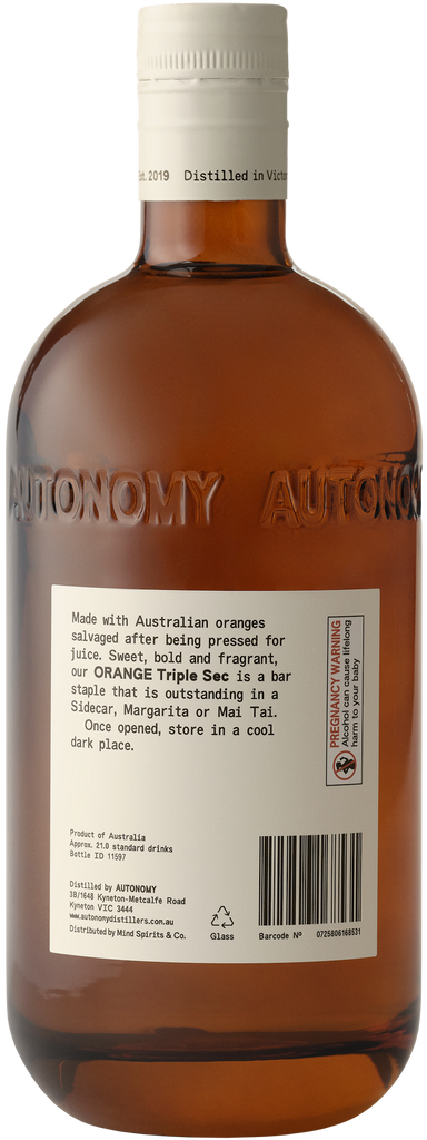 Autonomy Orange Triple Sec Liqueur 38% 700ML